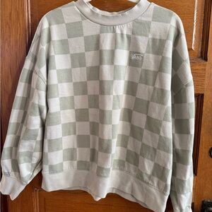 VANS Checkered Green and Cream Sweatshirt Top (Part of a set), Size L, Unisex